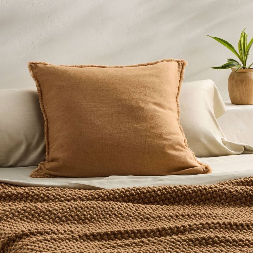 26"x26" Euro Heavyweight Linen Blend Zippered Comforter Sham - Warm Brown